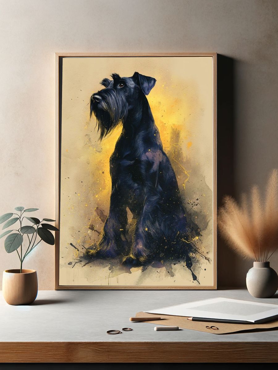 Black Schnauzer Watercolor Poster. — room view 2