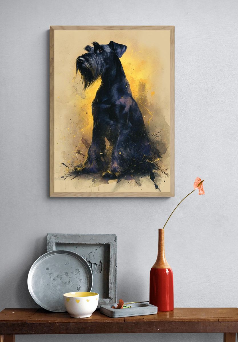 Black Schnauzer Watercolor Poster. — room view 3