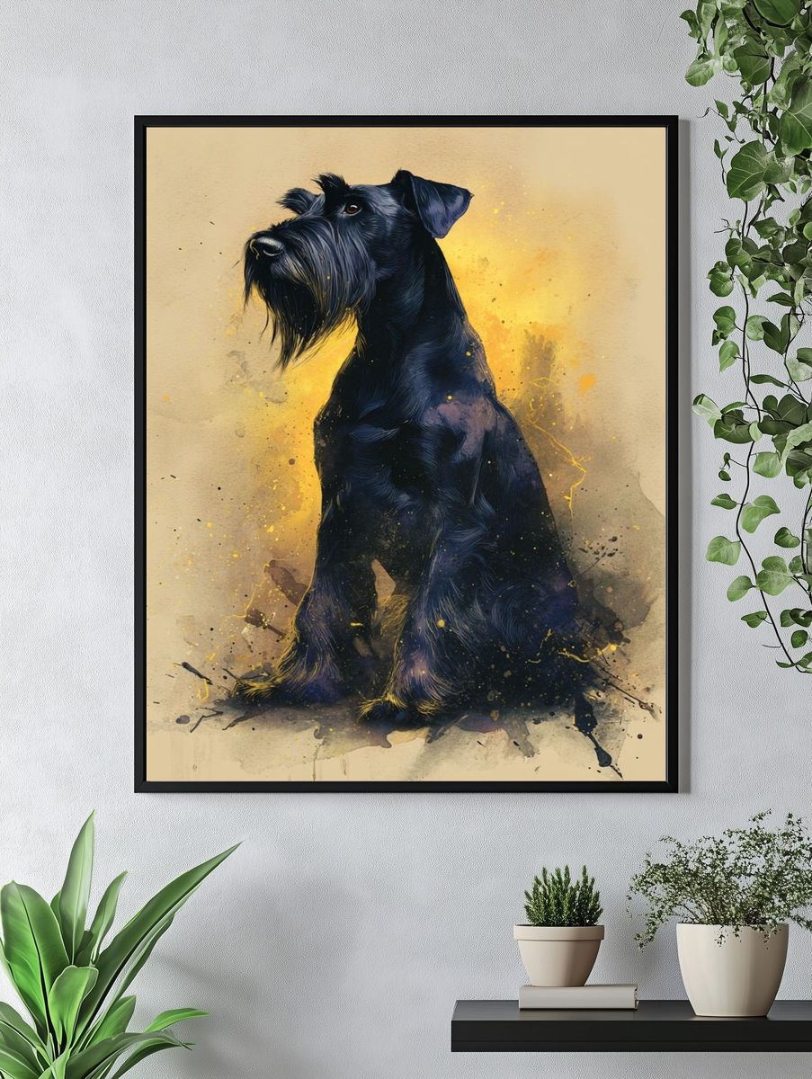 Black Schnauzer Watercolor Poster. — room view 4