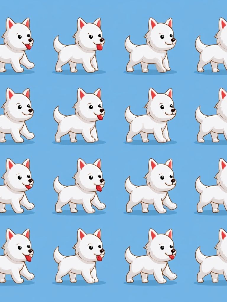 White Puppy Pattern Illustration Poster. poster — animals art