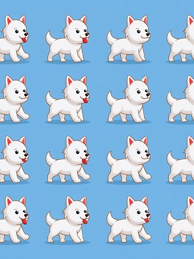White Puppy Pattern Illustration Poster.