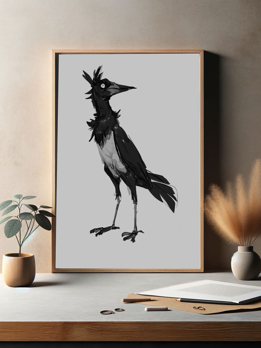 Black Crow Ink Illustration Poster. — room view 2