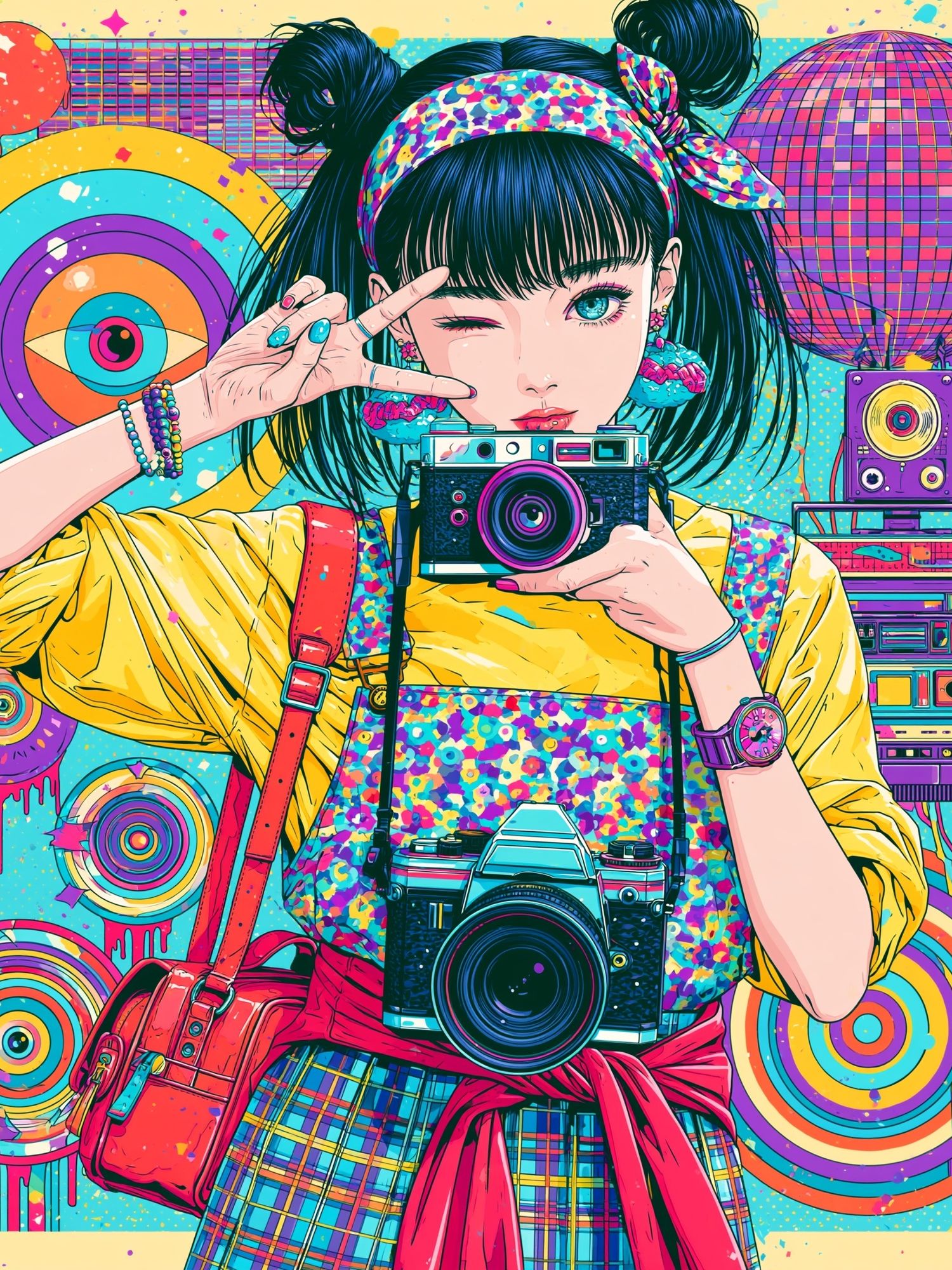 Retro Camera Girl Anime Poster. poster — anime art