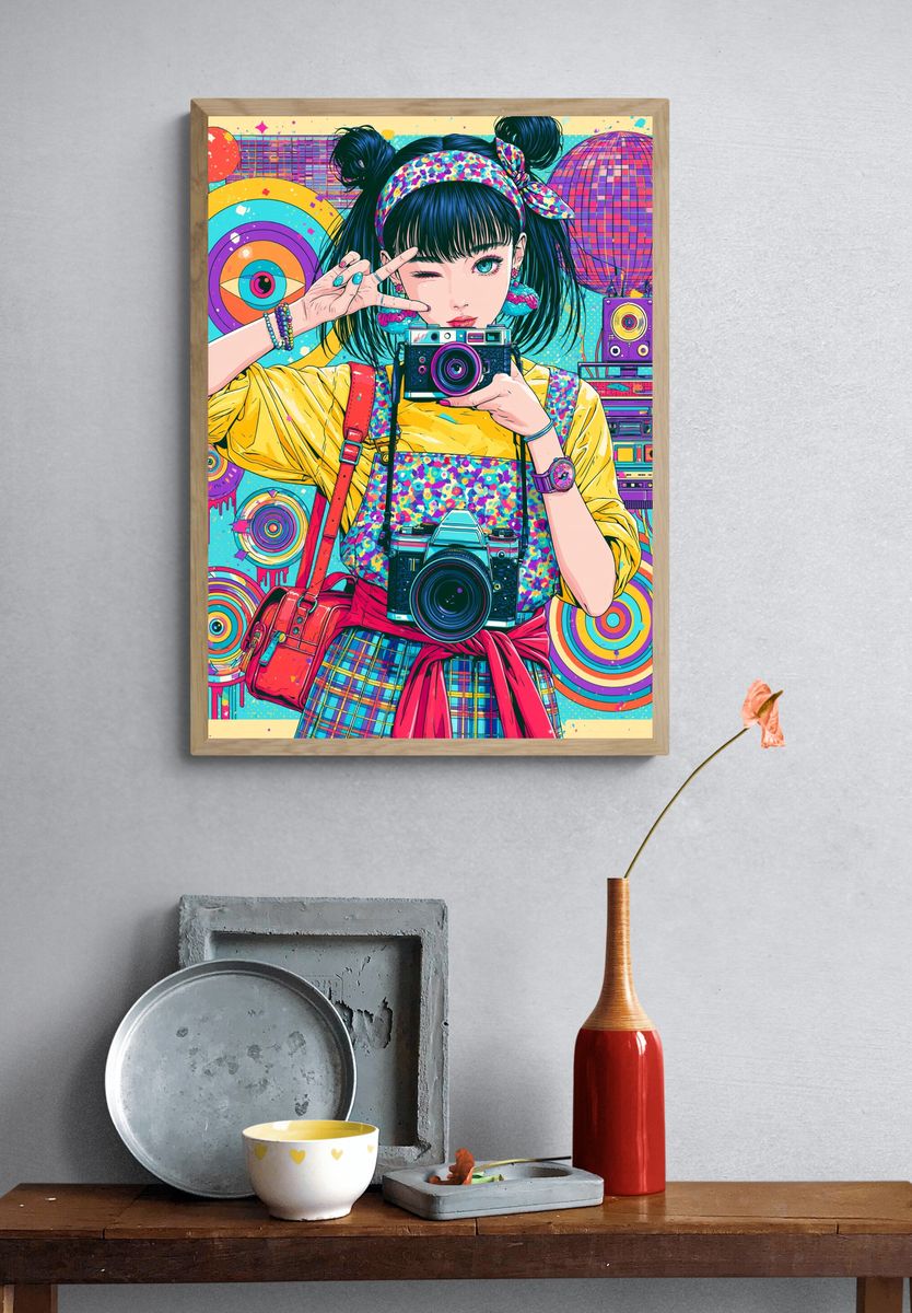 Retro Camera Girl Anime Poster. — room view 3
