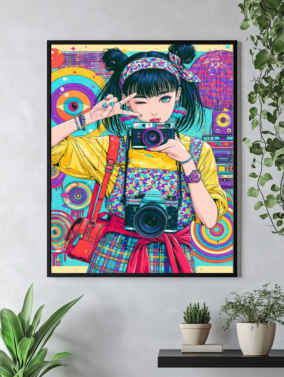 Retro Camera Girl Anime Poster. — room view 4