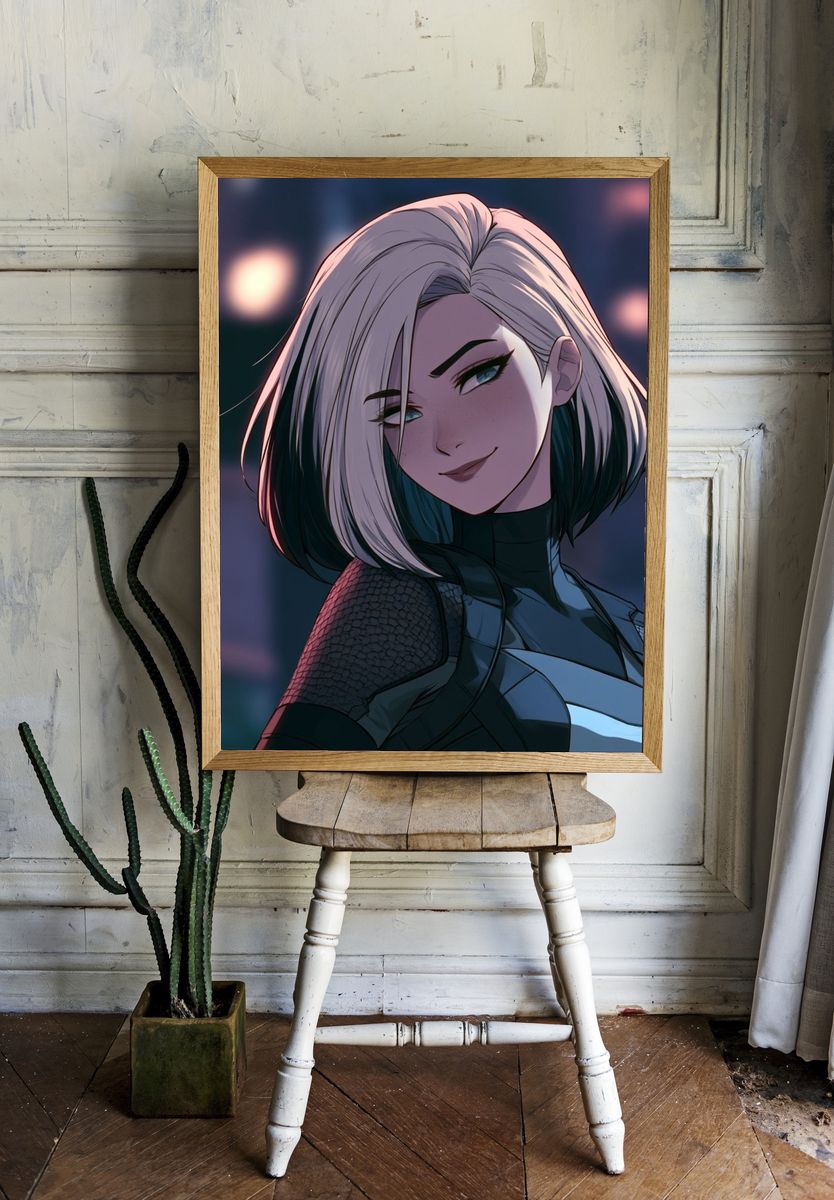 Anime Portrait Digital Art Poster. — room view 1