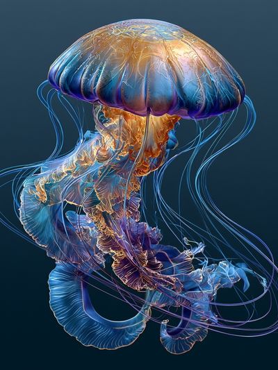 Neon Jellyfish Illustration Poster.