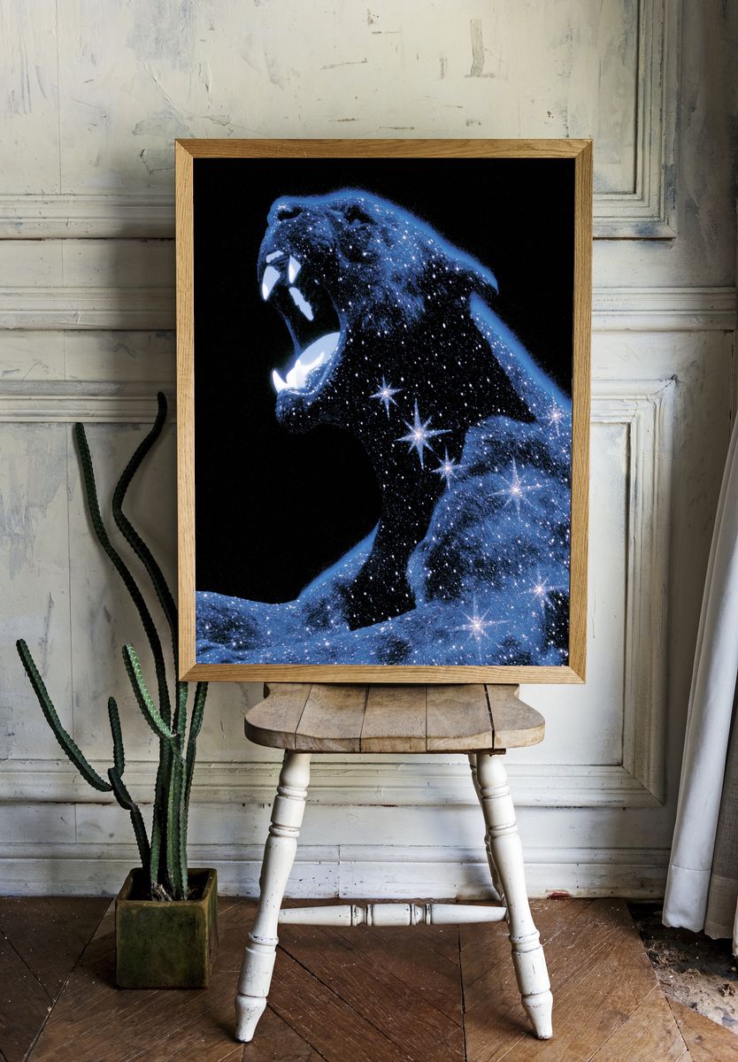 Cosmic Bear Illustration Poster. — room view 1