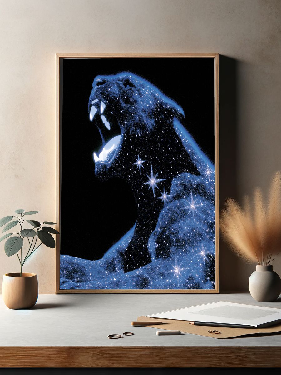 Cosmic Bear Illustration Poster. — room view 2
