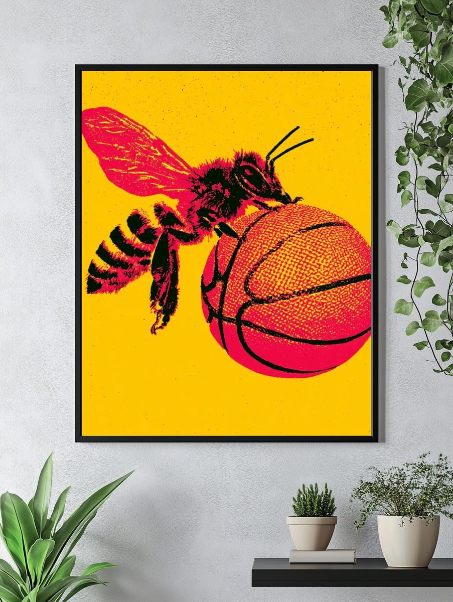 Bee on Basketball Pop Art Poster. — room view 4