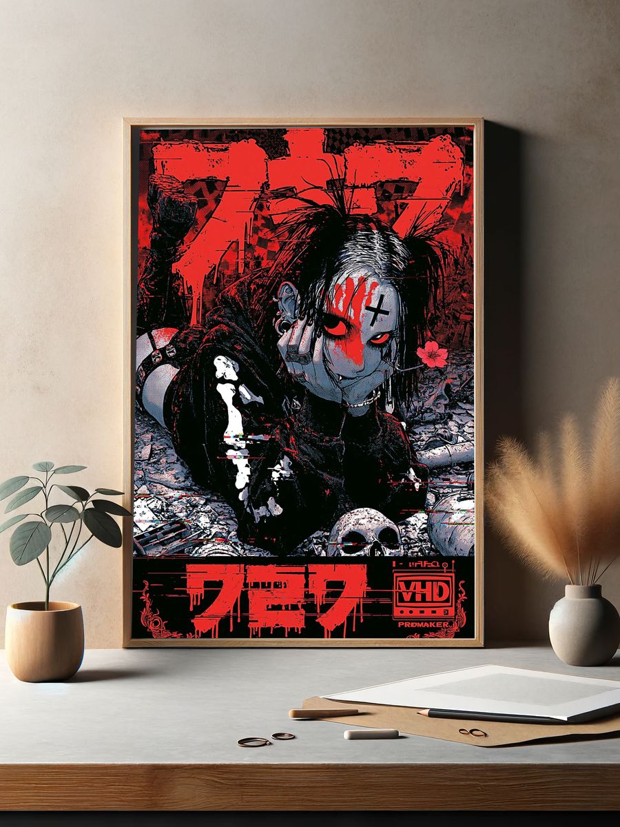 VHS Horror Girl Illustration Poster. — room view 2