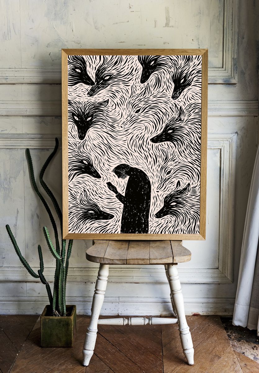 Fox Spirit Pattern Print. — room view 1