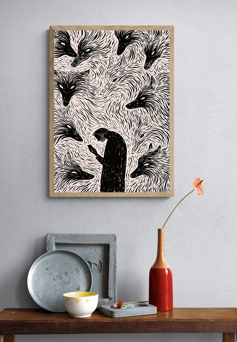 Fox Spirit Pattern Print. — room view 3