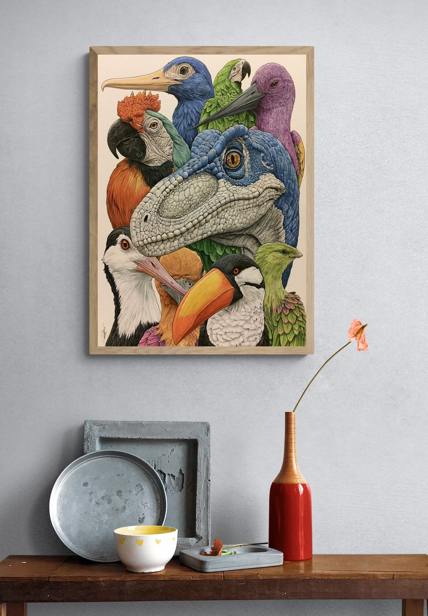 Tropical Birds Illustration Poster. — room view 3