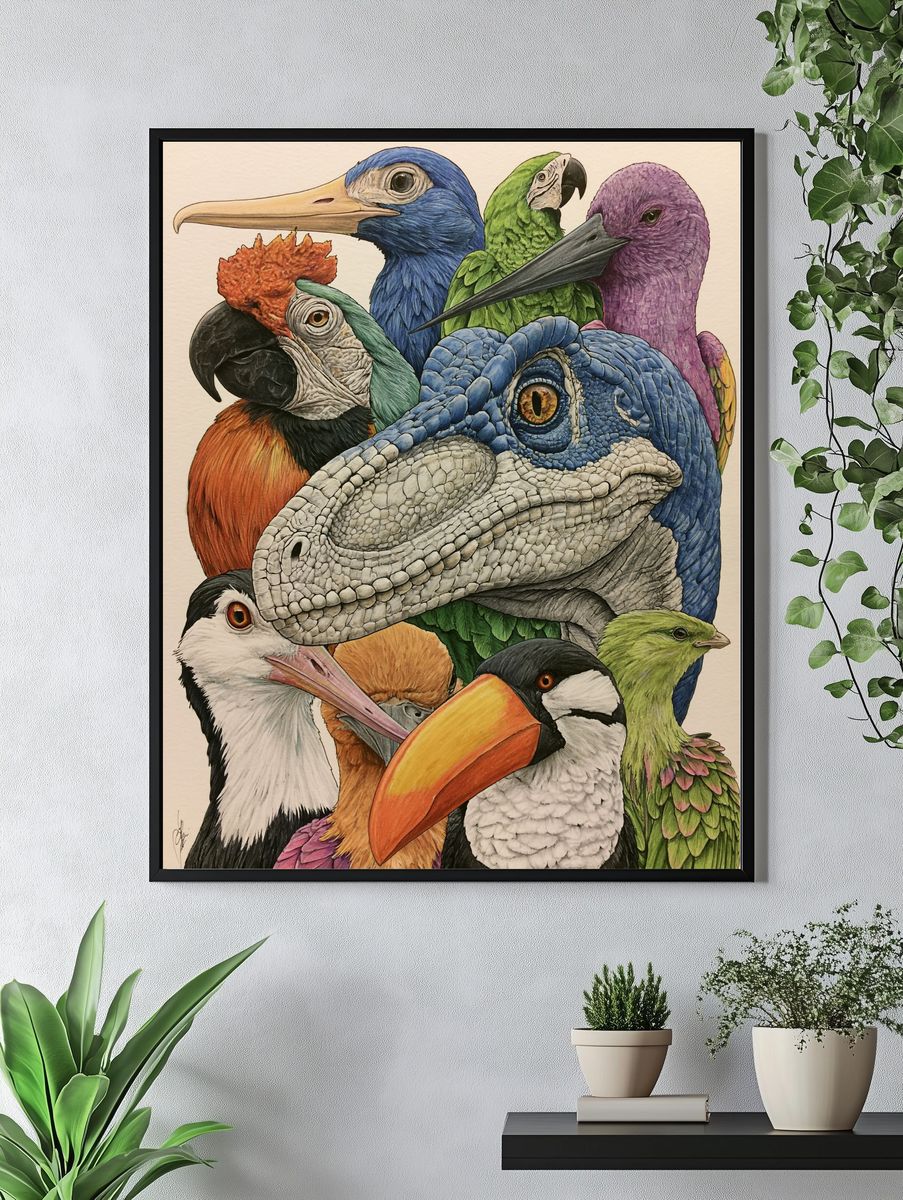 Tropical Birds Illustration Poster. — room view 4