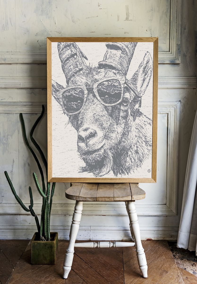 Cool Deer Portrait Print. room preview