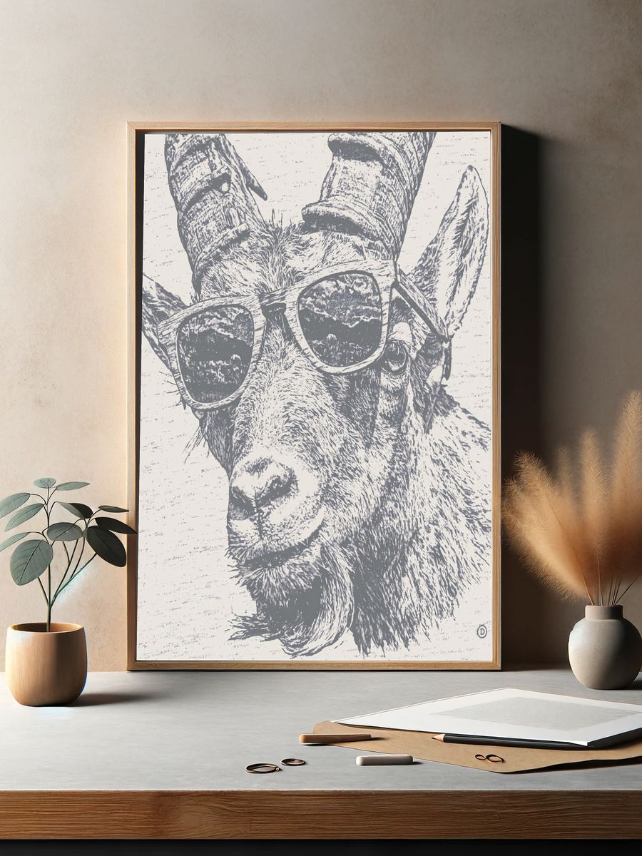 Cool Deer Portrait Print. — room view 2