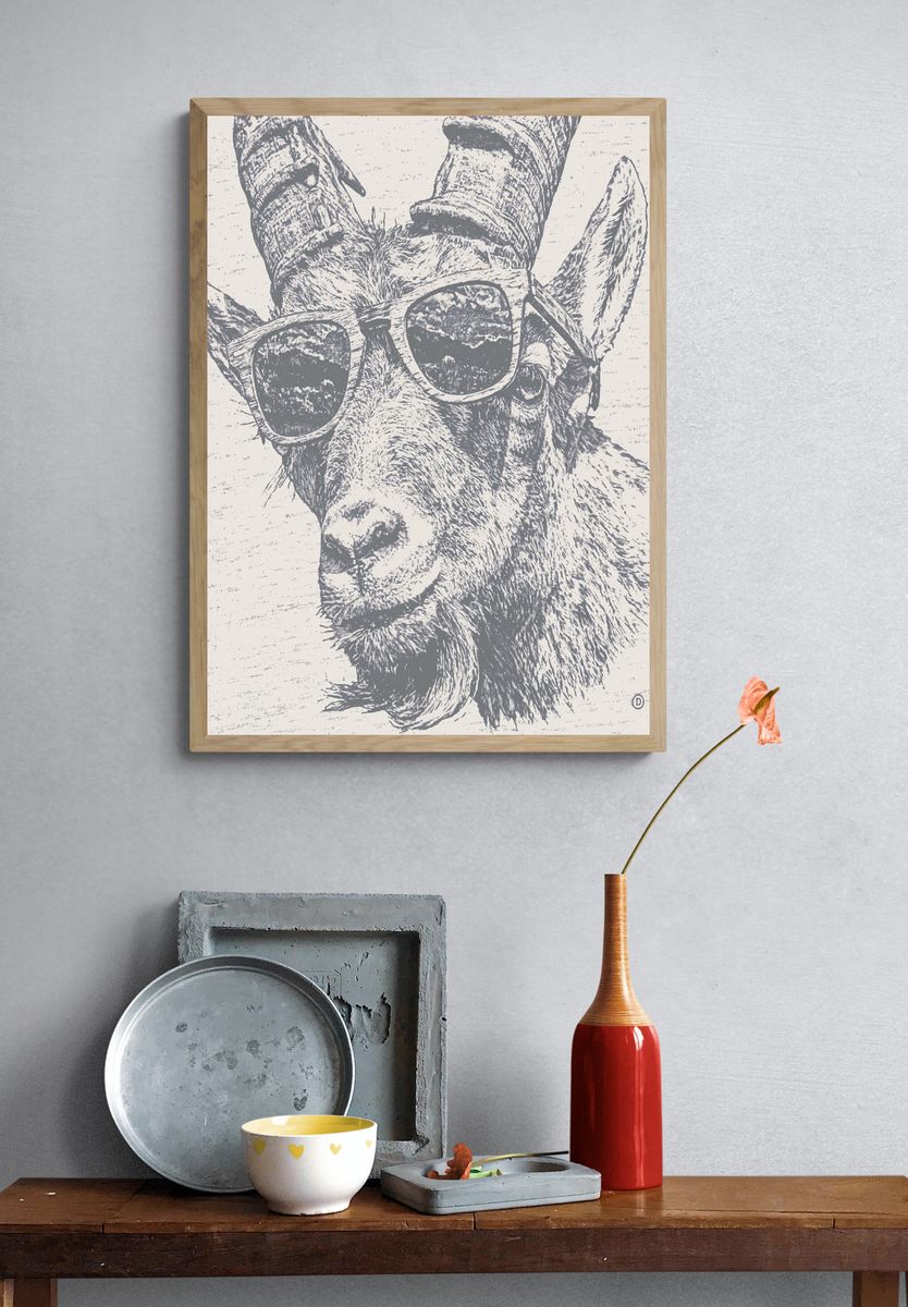 Cool Deer Portrait Print. — room view 3