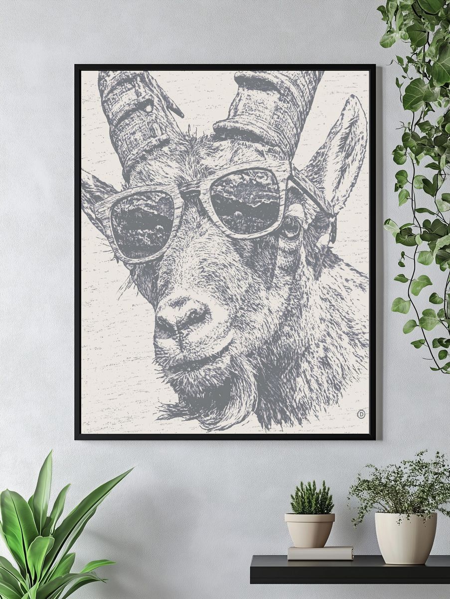 Cool Deer Portrait Print. — room view 4