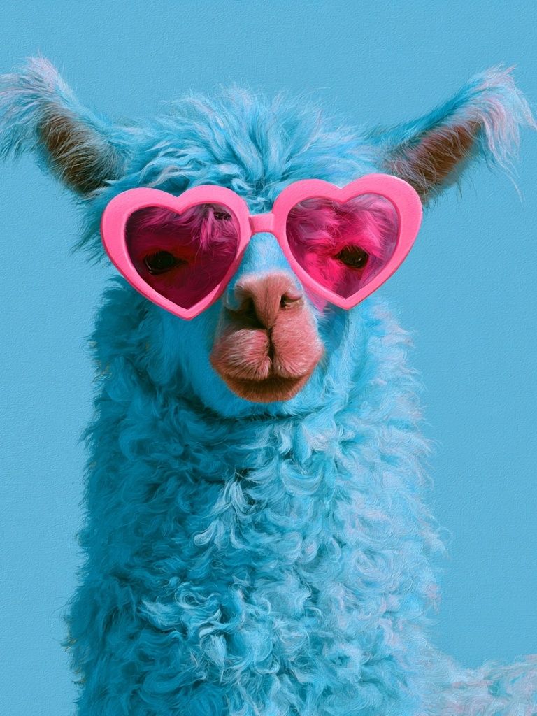 Llama in Heart Sunglasses Poster. poster detail