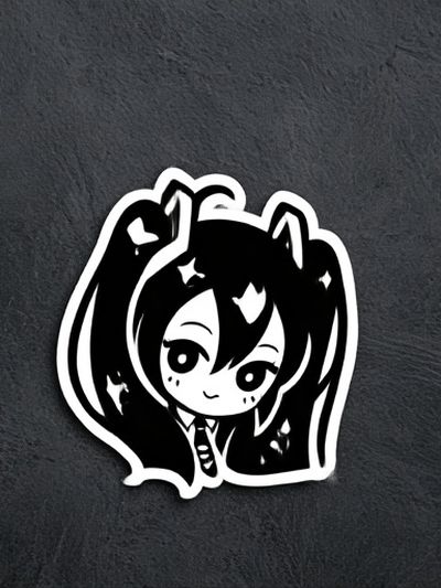 Chibi Anime Girl Black-White Poster. poster