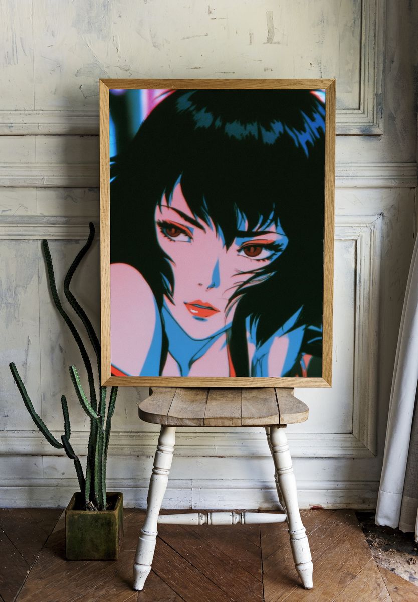 Cyberpunk Anime Portrait Poster. room preview