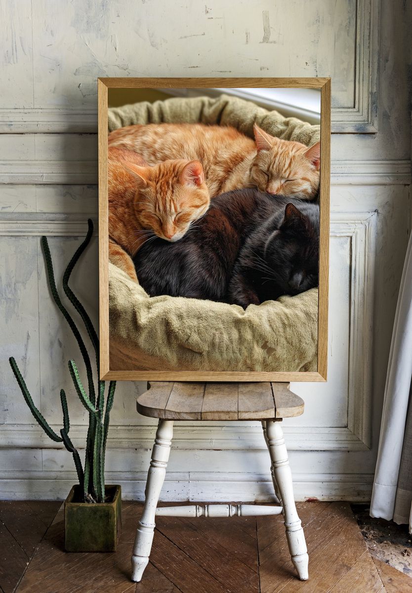 Sleeping Cats Photography Poster. — room view 1