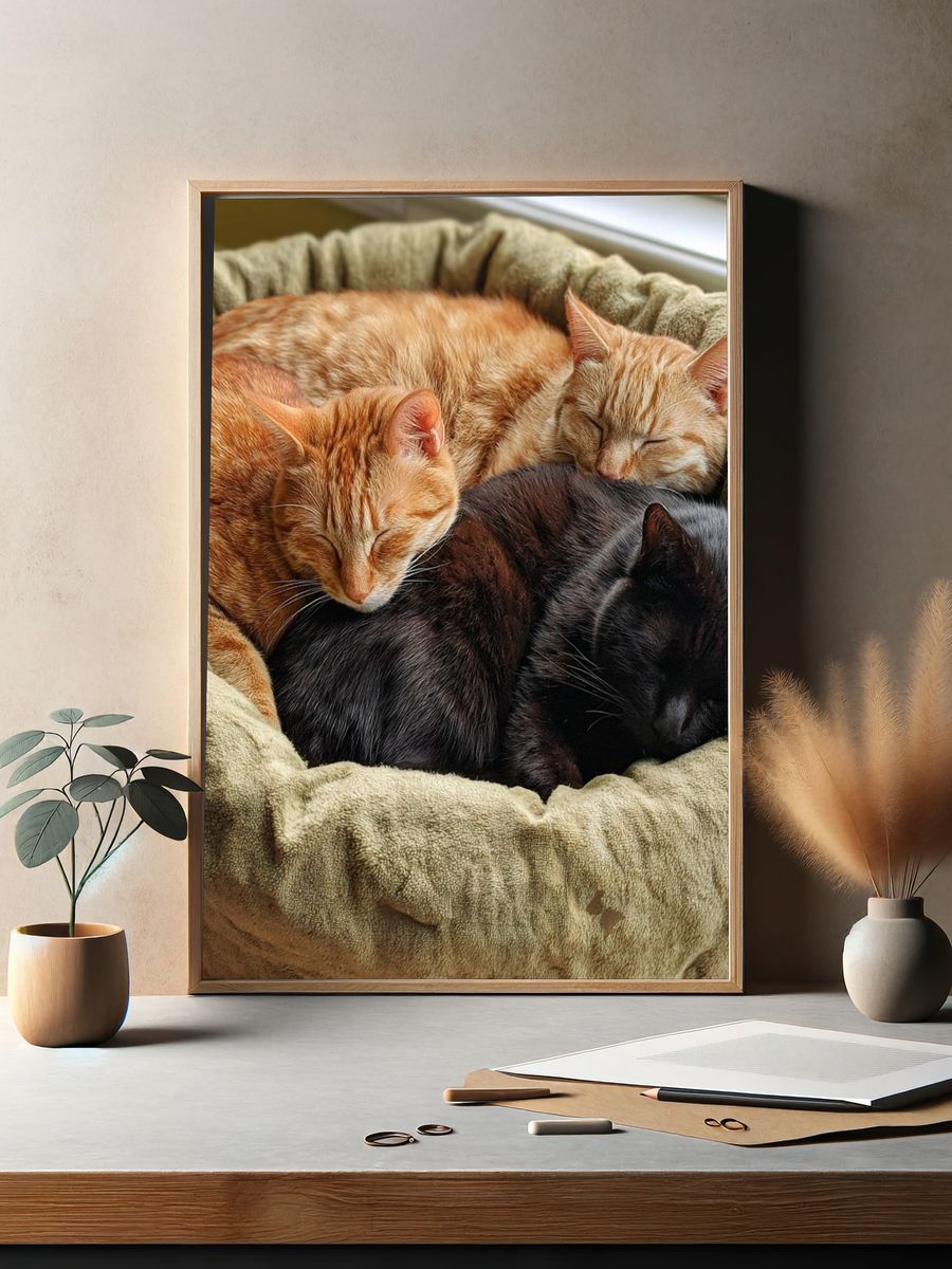 Sleeping Cats Photography Poster. — room view 2