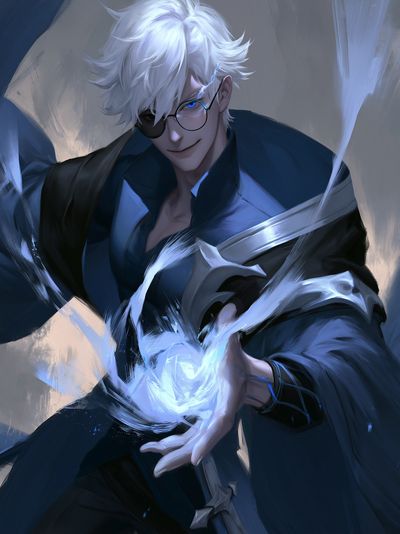 White-Haired Sorcerer Digital Art Poster. poster