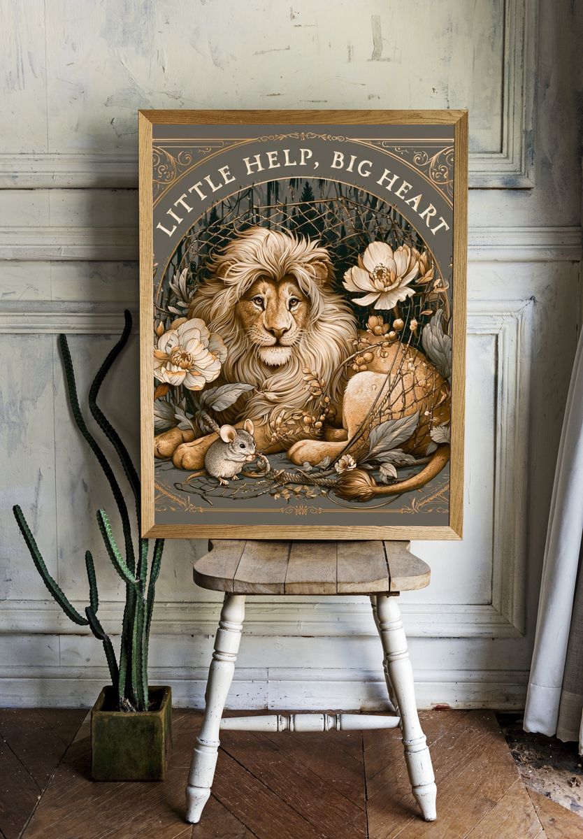 Little Help, Big Heart Lion Poster. — room view 1