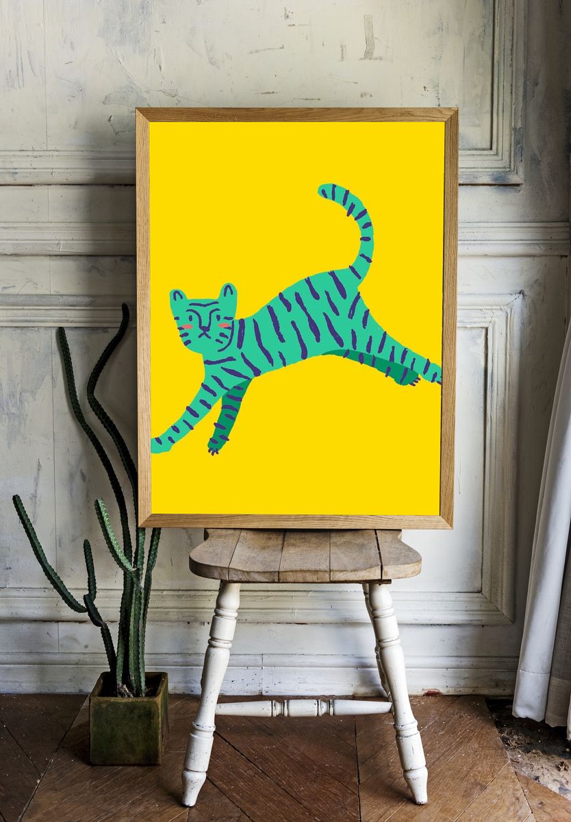 Pink Llama Portrait Poster. room preview