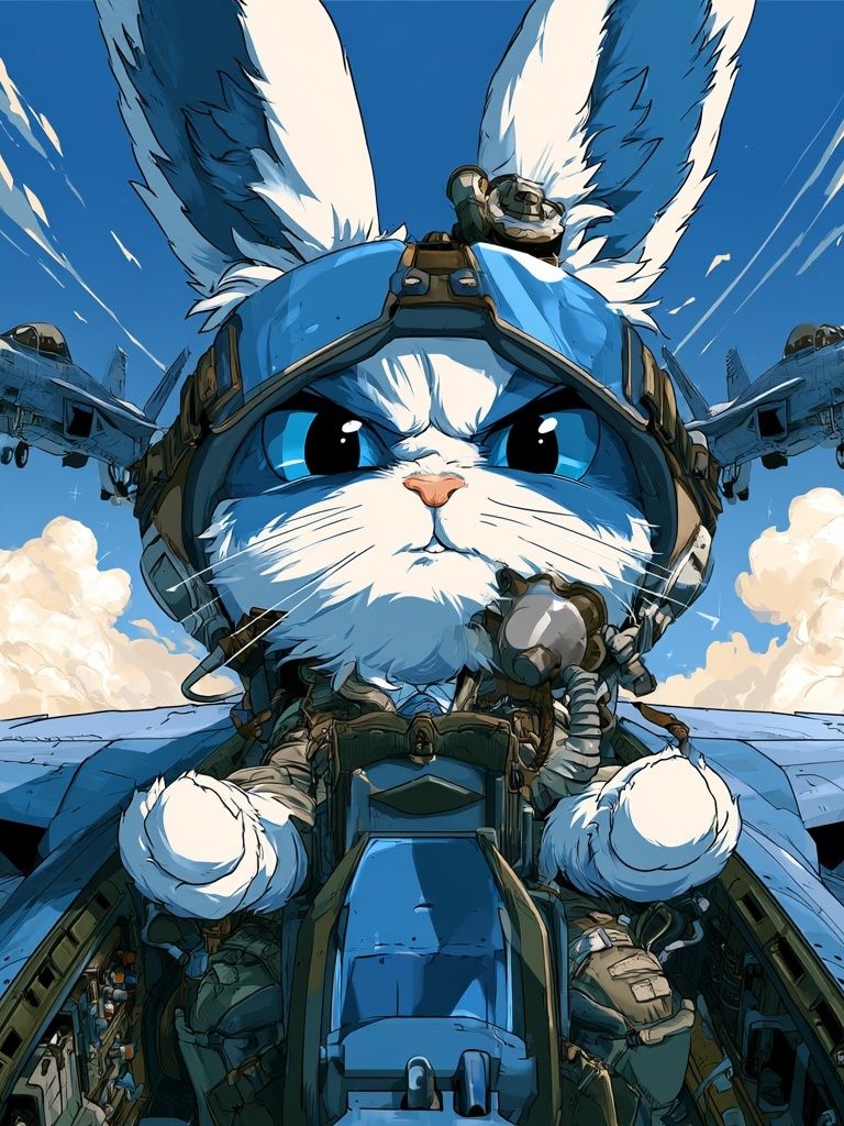 Pilot Cat Fighter Jet Poster. poster — anime art