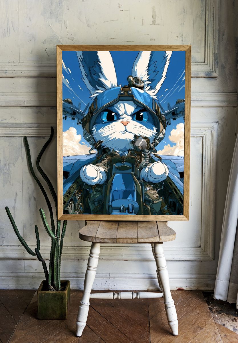 Pilot Cat Fighter Jet Poster. room preview