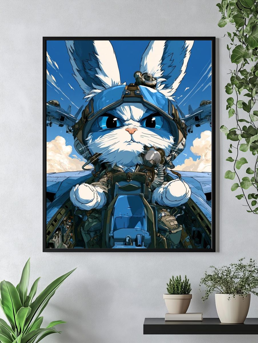 Pilot Cat Fighter Jet Poster. — room view 4