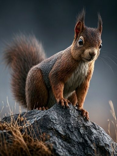 Red Squirrel on Rock Photography Poster. poster detail