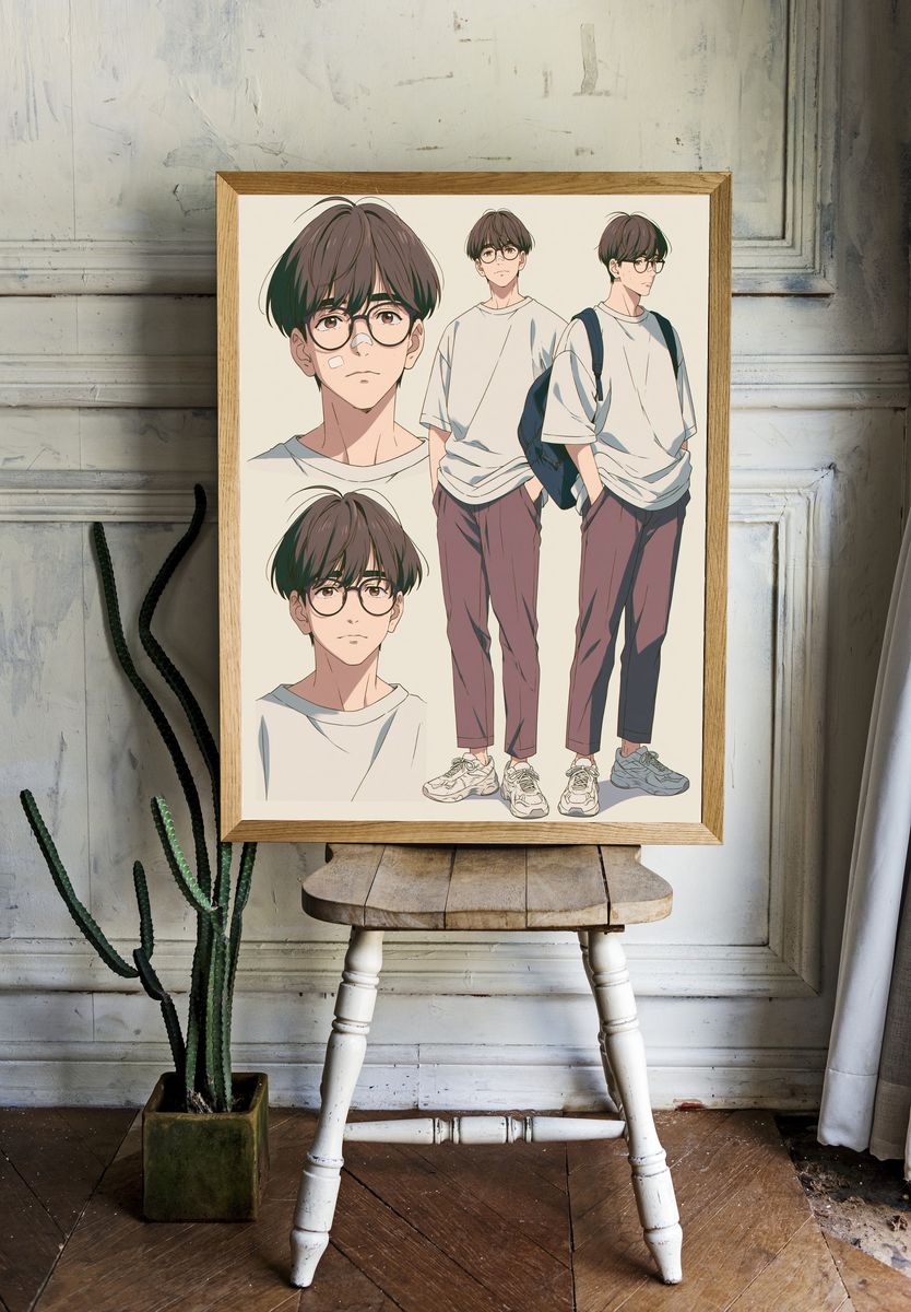 Anime Boy Character Study Poster. room preview
