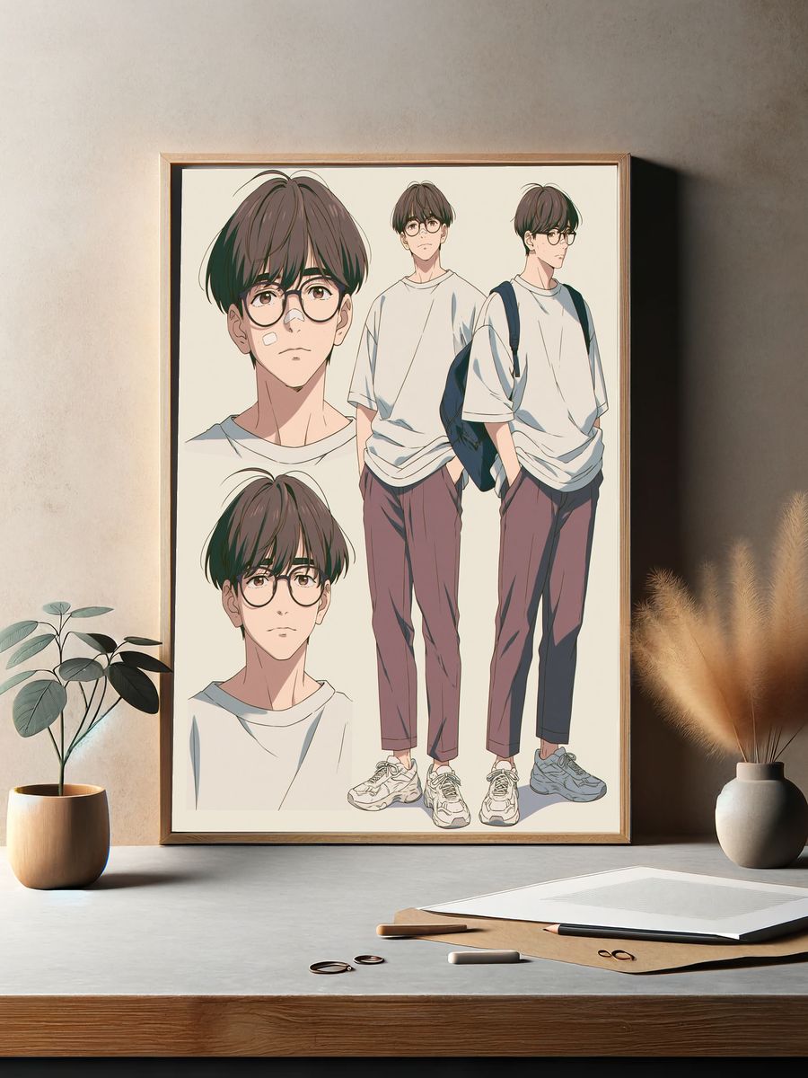 Anime Boy Character Study Poster. — room view 2