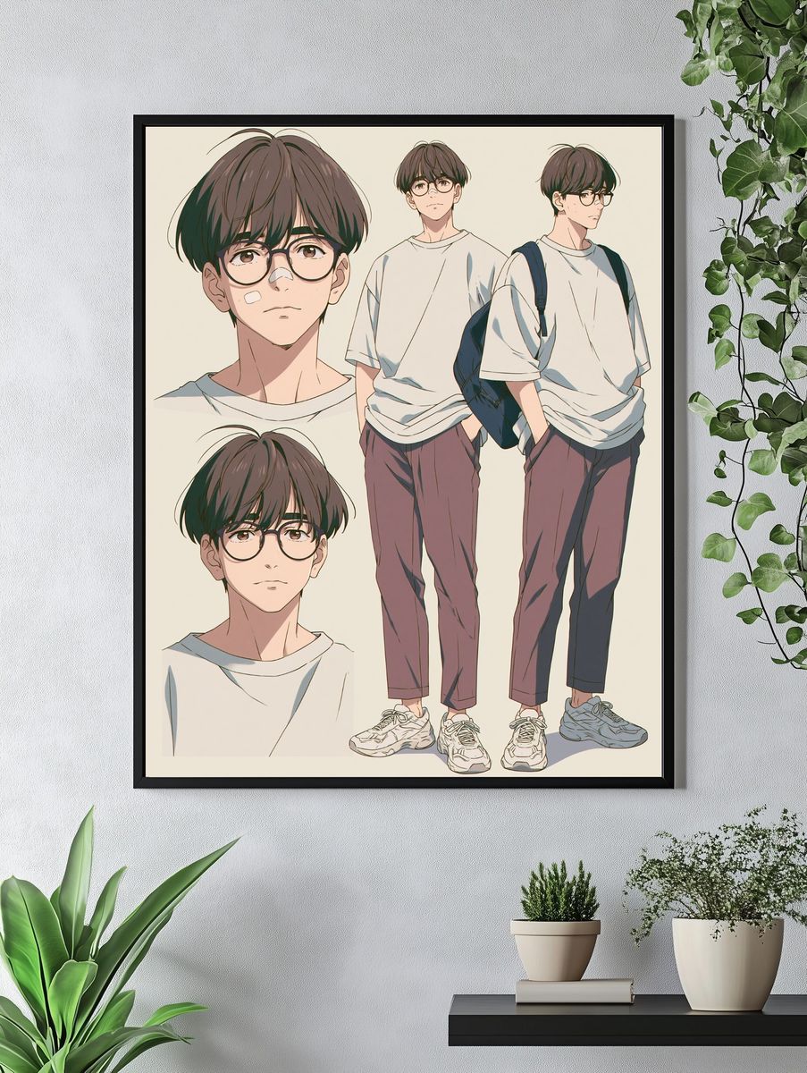 Anime Boy Character Study Poster. — room view 4