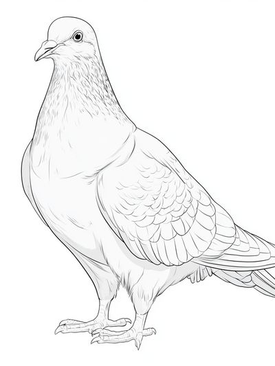 Pigeon Line Art Poster.