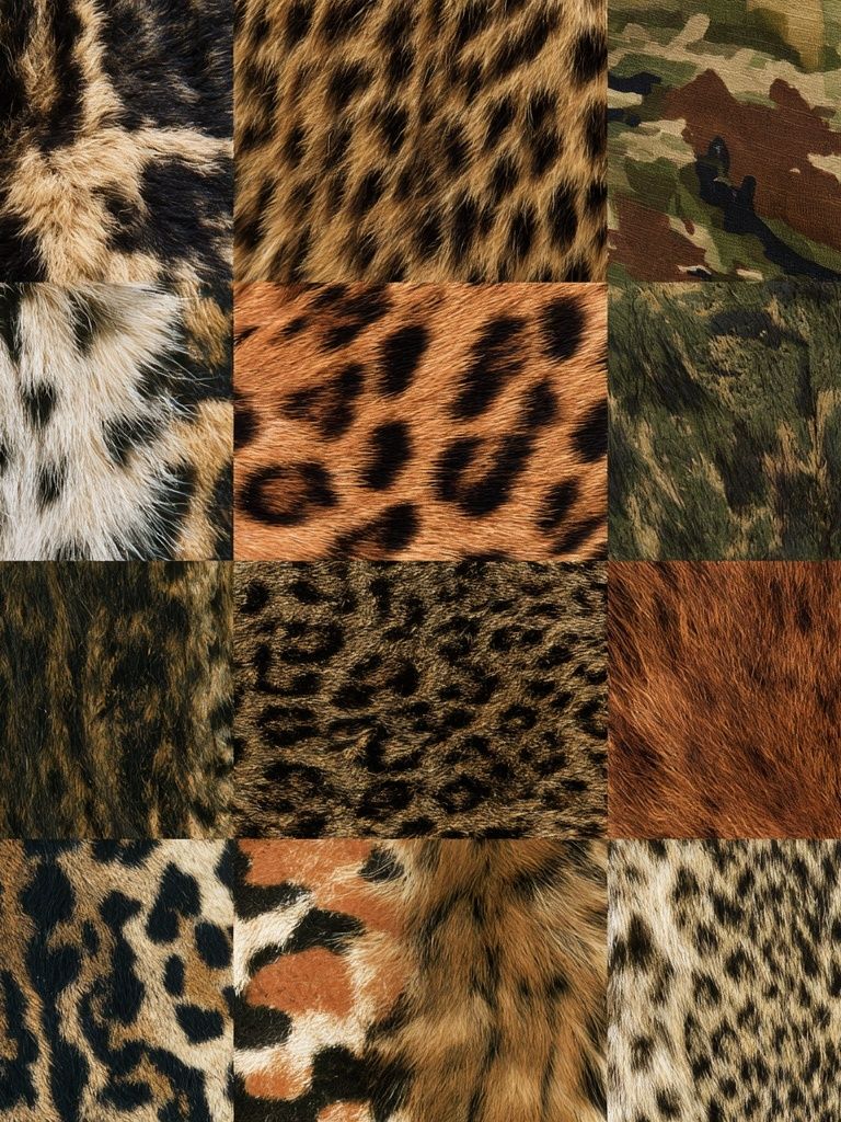Wild Fur Texture Collage Print. poster detail