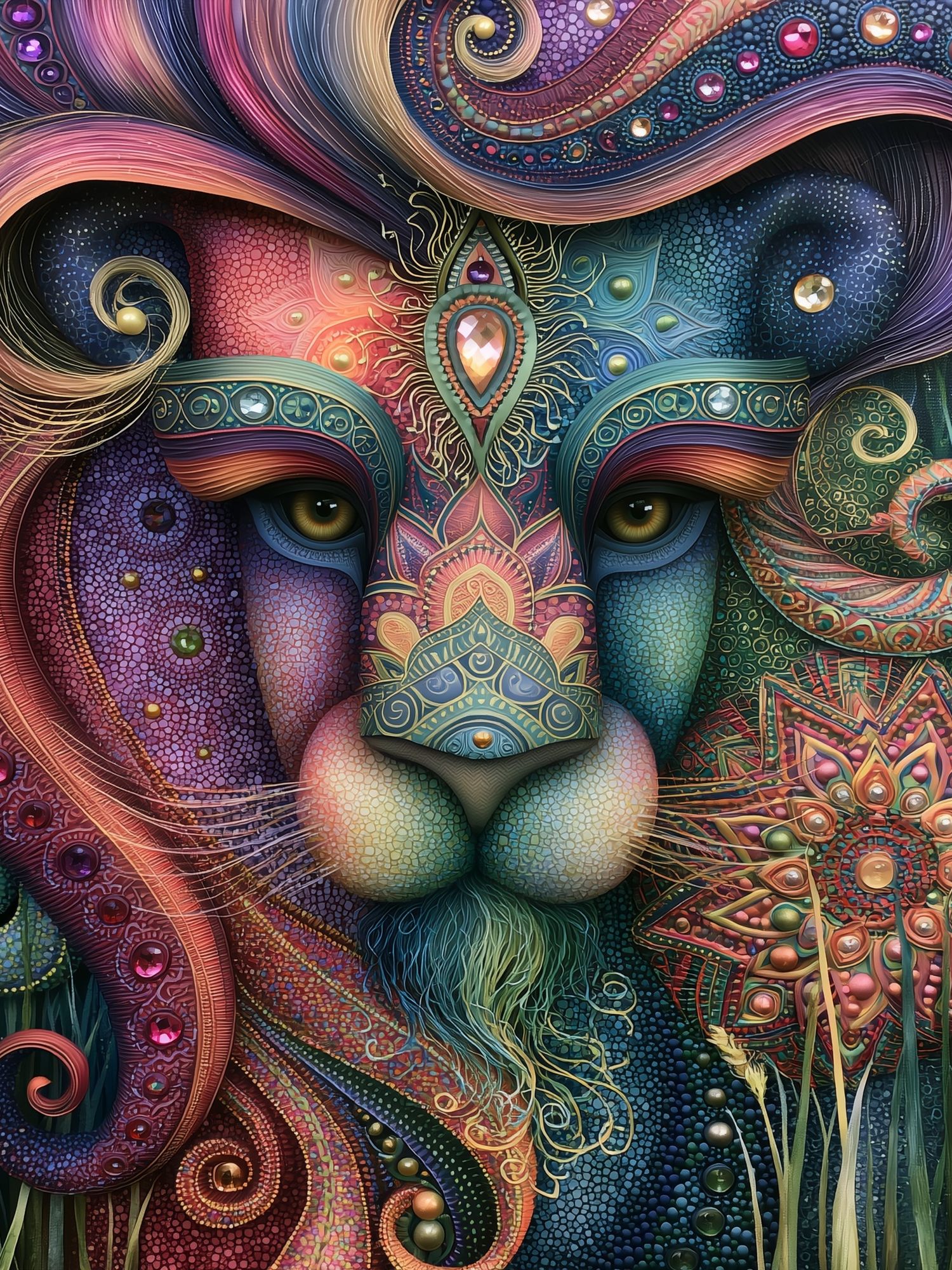 Majestic Lion Portrait Illustration Poster. poster — animals art