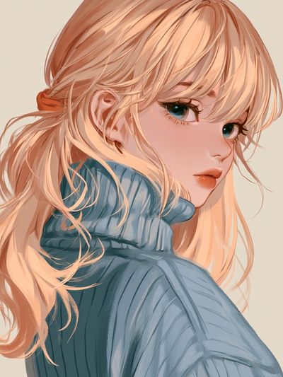 Blonde Anime Portrait Poster. poster print