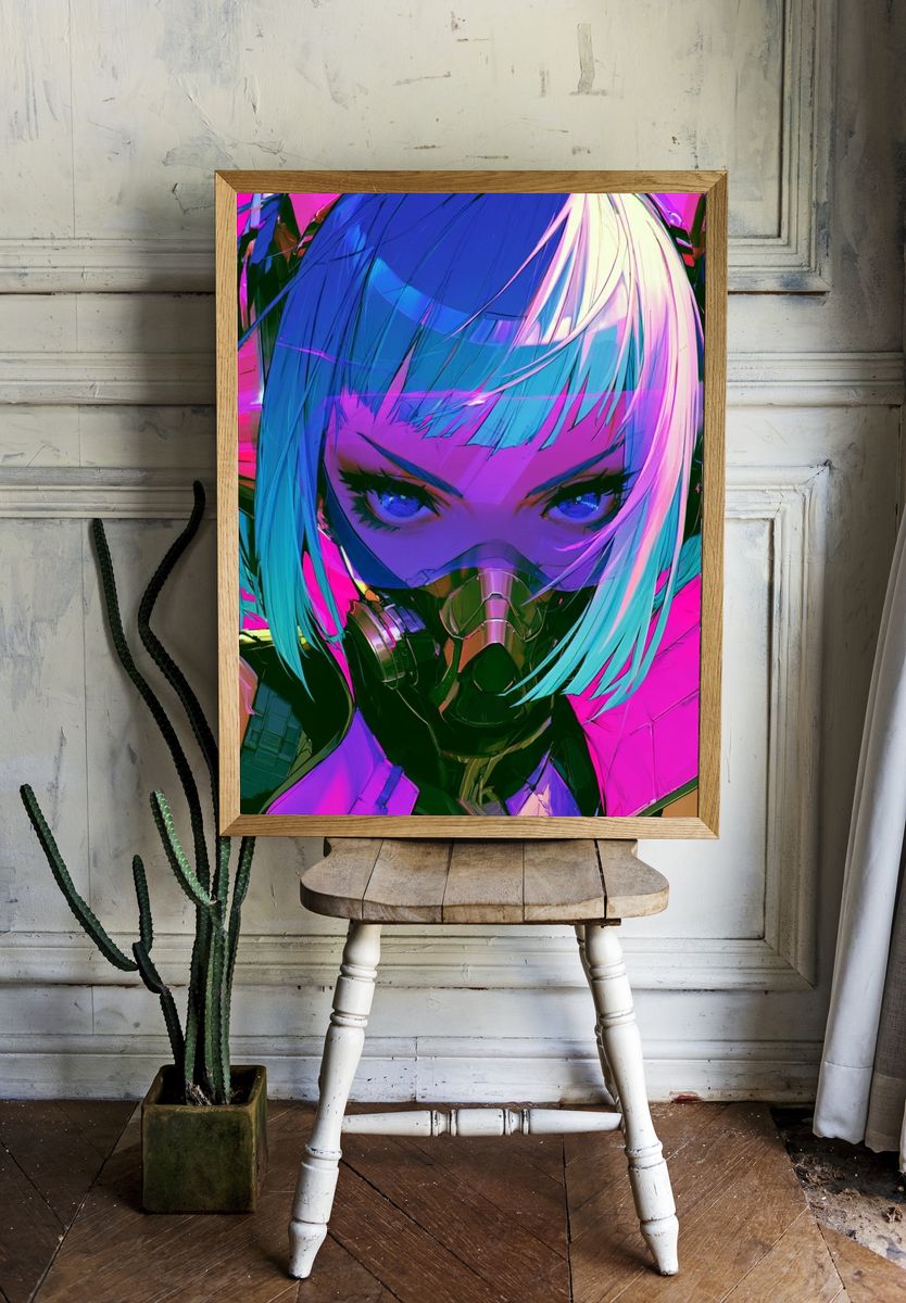 Cyberpunk Anime Portrait Poster. — room view 1