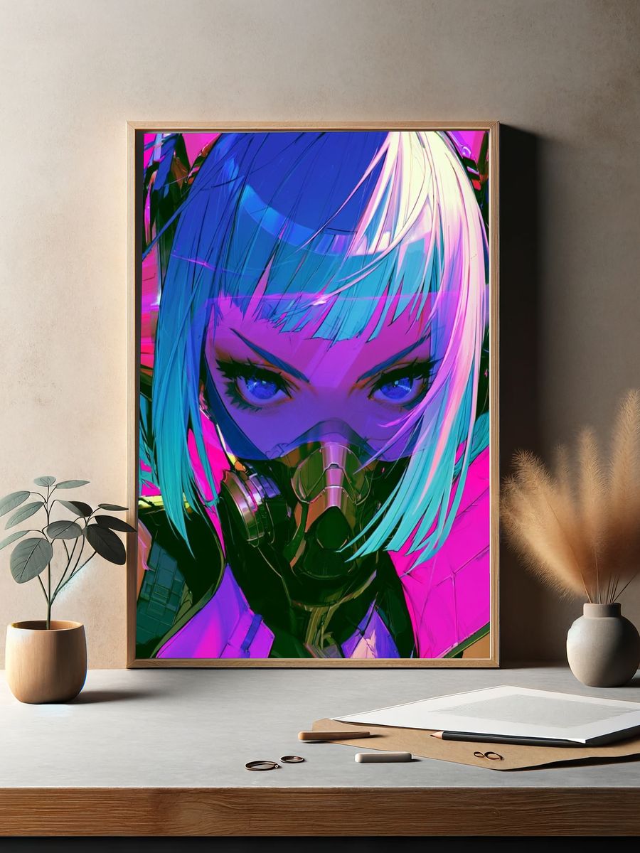 Cyberpunk Anime Portrait Poster. — room view 2