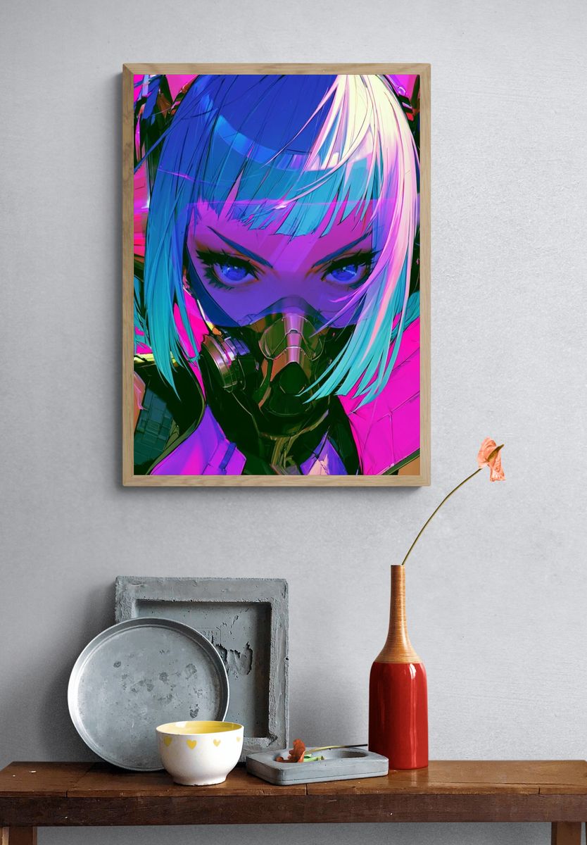 Cyberpunk Anime Portrait Poster. — room view 3