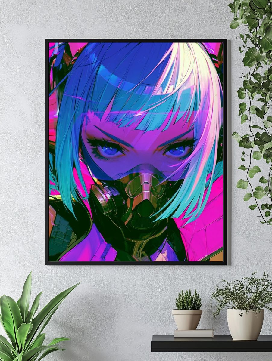 Cyberpunk Anime Portrait Poster. — room view 4