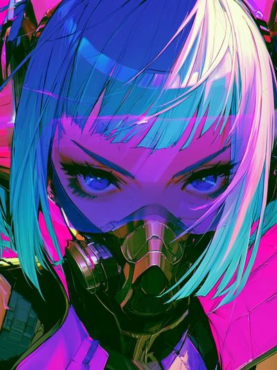 Cyberpunk Anime Portrait Poster.