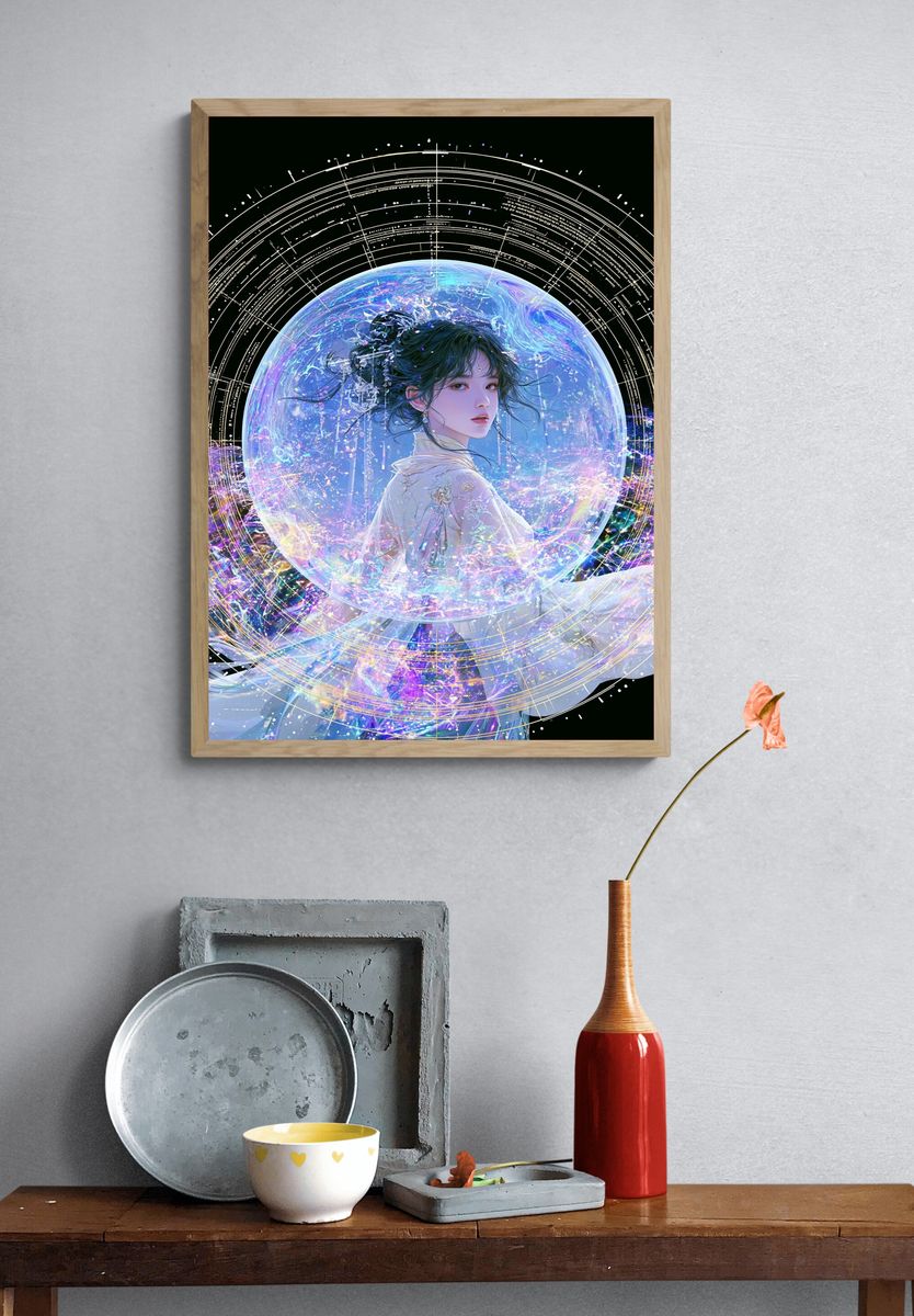 Celestial Anime Portrait Poster. — room view 3