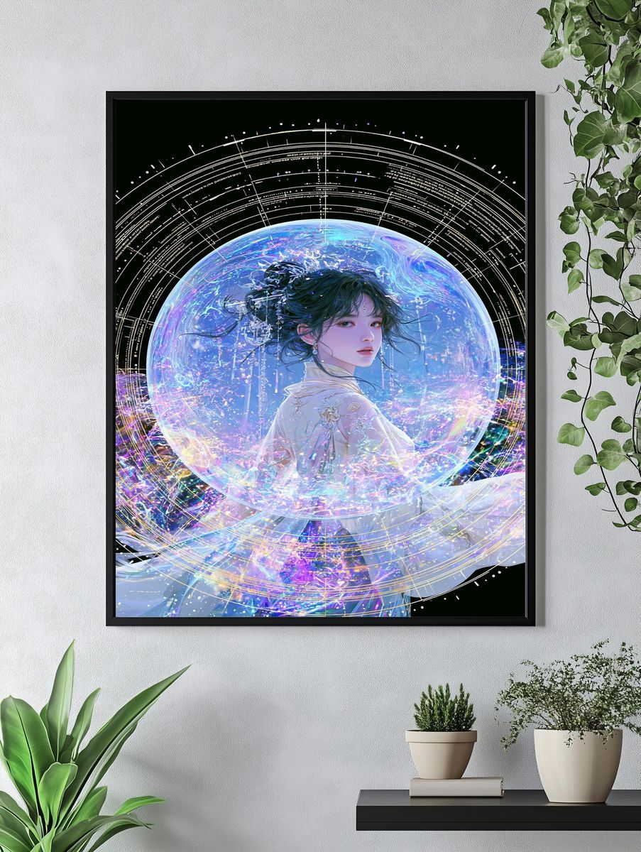 Celestial Anime Portrait Poster. — room view 4
