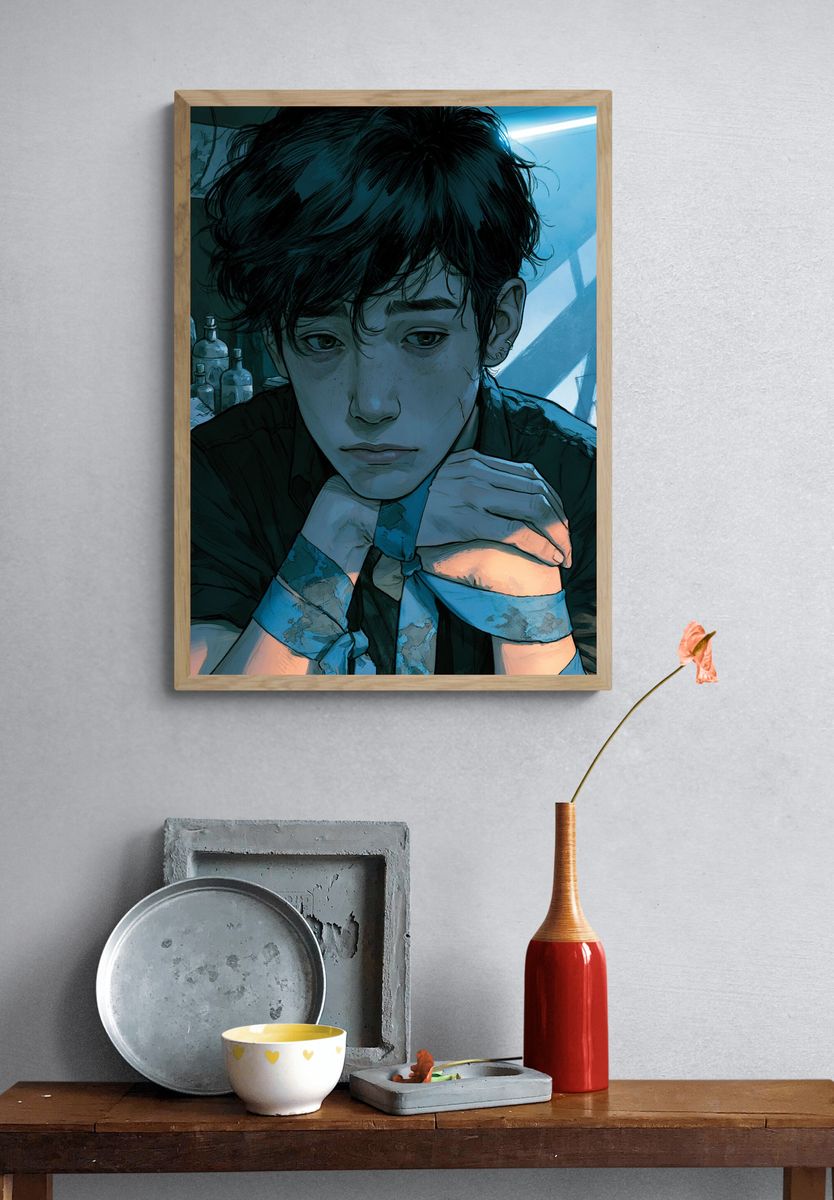 Brooding Anime Portrait Poster. — room view 3